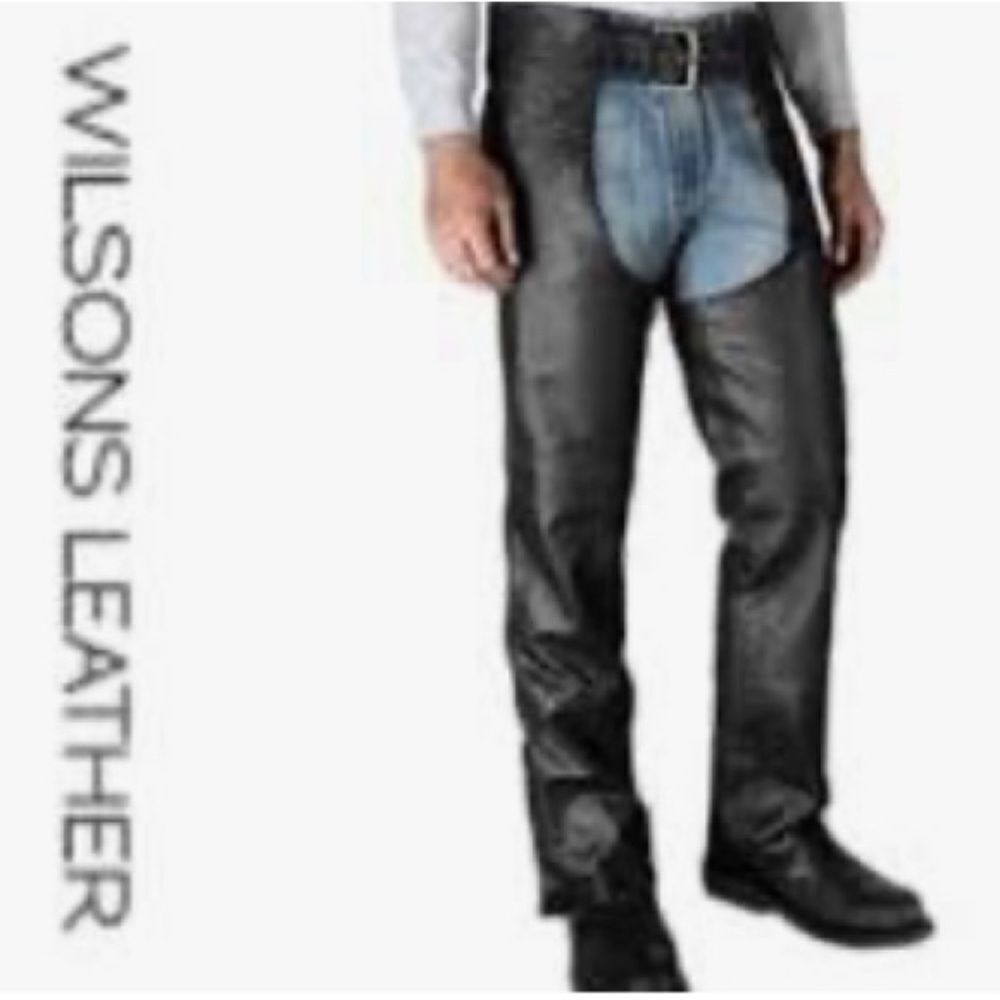 EUC Wilson Leather men’s motorcycle Chaps with Harley Davidson patch size XXL.